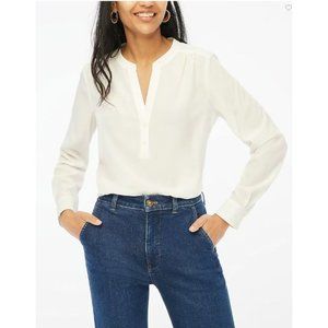 NEW J.Crew Popover Placket Blouse in Ivory Career Preppy Sheer Boho Plus Size 2X